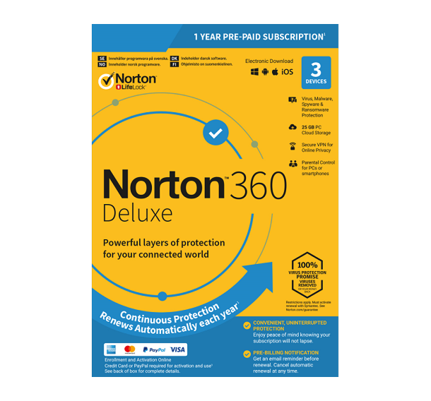Norton 360 Deluxe - 1-Year / 3-Device - USA/Canada